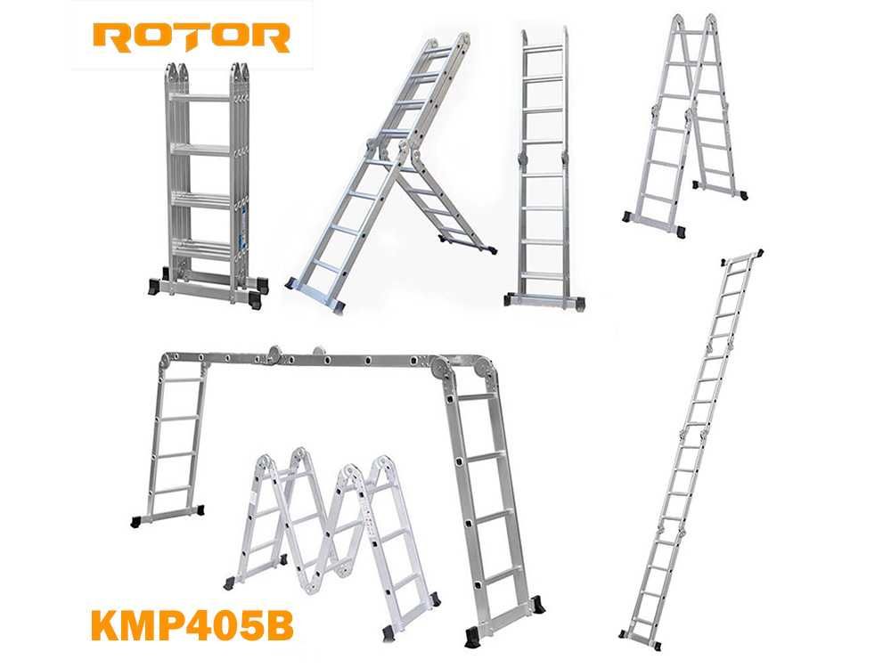 Стълба алуминиева, сгъваема, 4x5 стъпала, 150кг, 5.8м, ROTOR KMP405B