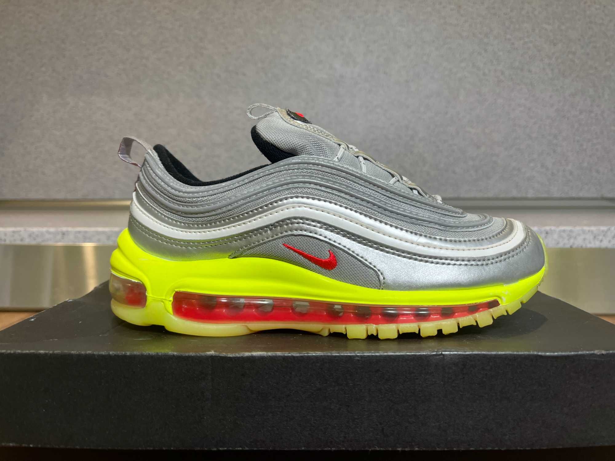 ОРИГИНАЛНИ *** Nike Air Max 97 Rft Metallic Silver/Red Orbit/Volt