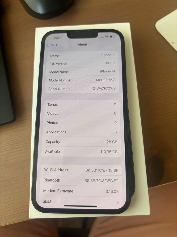 Нов!!! iPhone 14, Midnight, 128GB