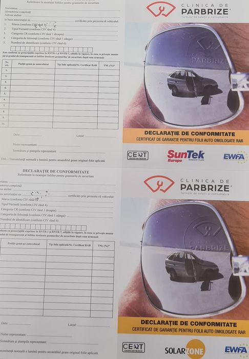 Folii auto omologate marca SolarZone / Suntek- 7 ani garanție / Uv 99%