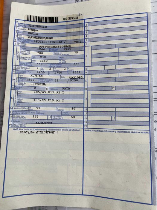 Dacia Logan 2011(12)- Autoutilitara, benzina