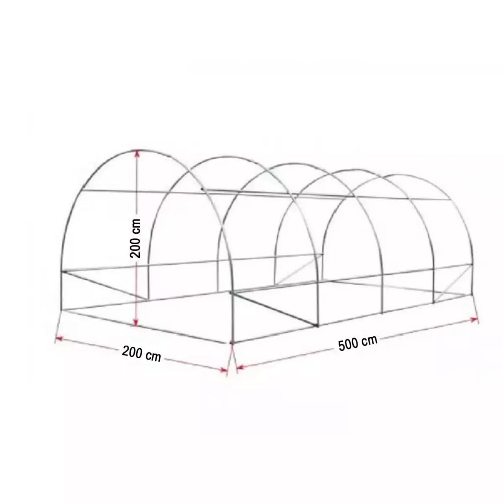 Оранжерия с 2 врати и 10 прозореца - 500х200х200