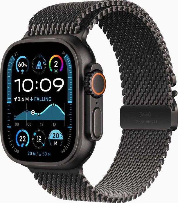 Ca nou 100% baterie - Apple watch ultra 2 49mm black titanium milanese