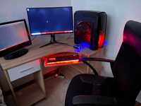 AMD Ryzen 3 Vega Gaming PC with monitors desk chair etc
