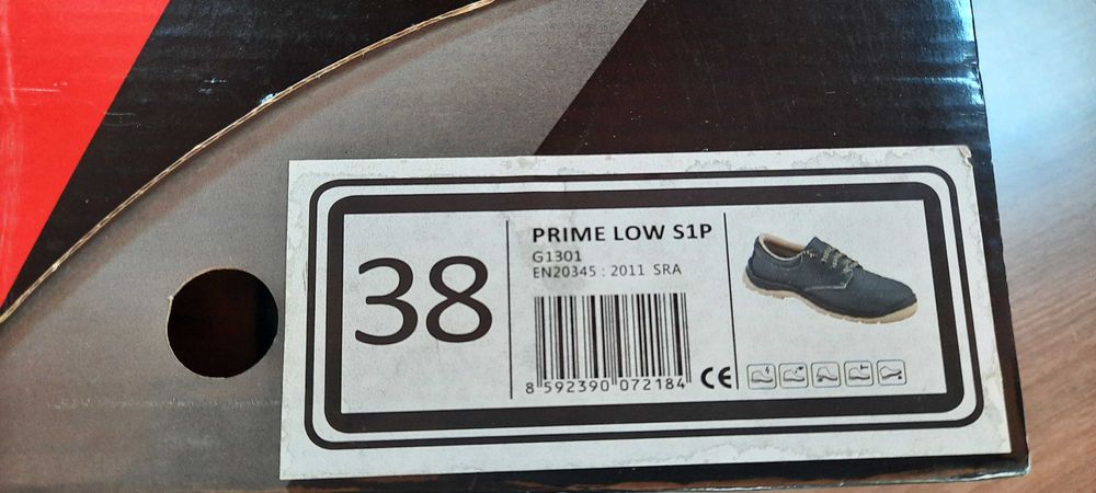 Работни обувки Prime Low S 1 P, размер 38, цвят черен, естествена кожа