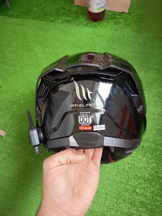 Echipament moto.Casca+intercom,costum din 2 piese+geanta picior cizme