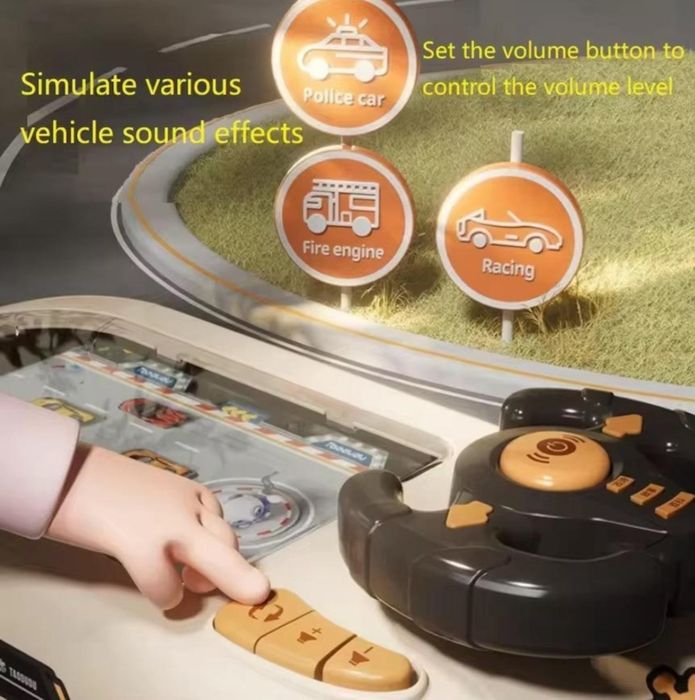 Consola jocuri de curse pentru copii,volan de curse de masini Stem Cog