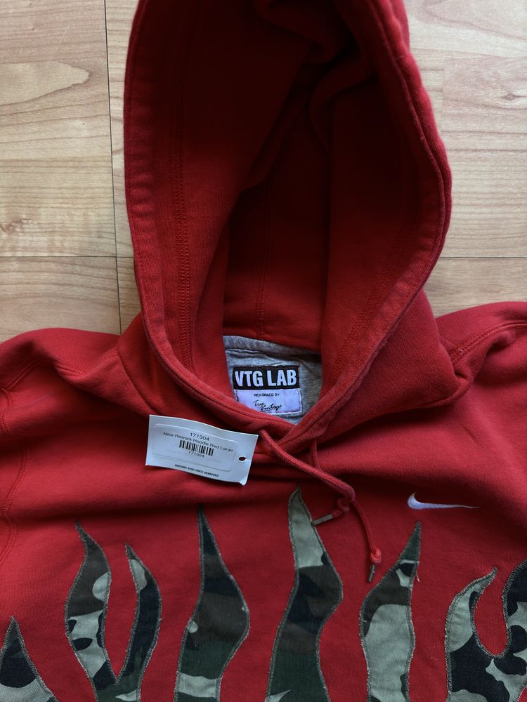 Hanorac hoodie bluza sweater custom Nike Rework by True Vintage rosu