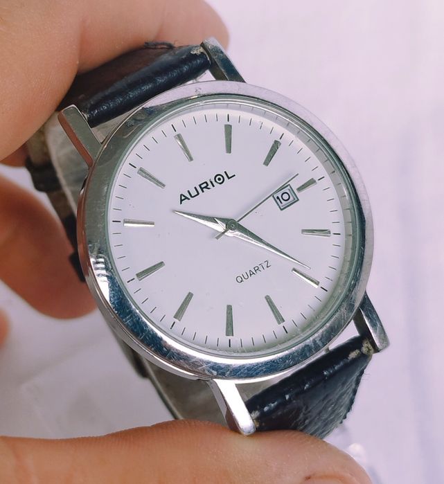 Ceas bărbătesc Auriol cu Quartz, din oțel inoxidabil, curea din piele