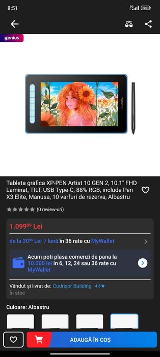 Tableta grafica XP-PEN Artist 10 GEN 2, 10.1" FHD Laminat, TILT, USB T