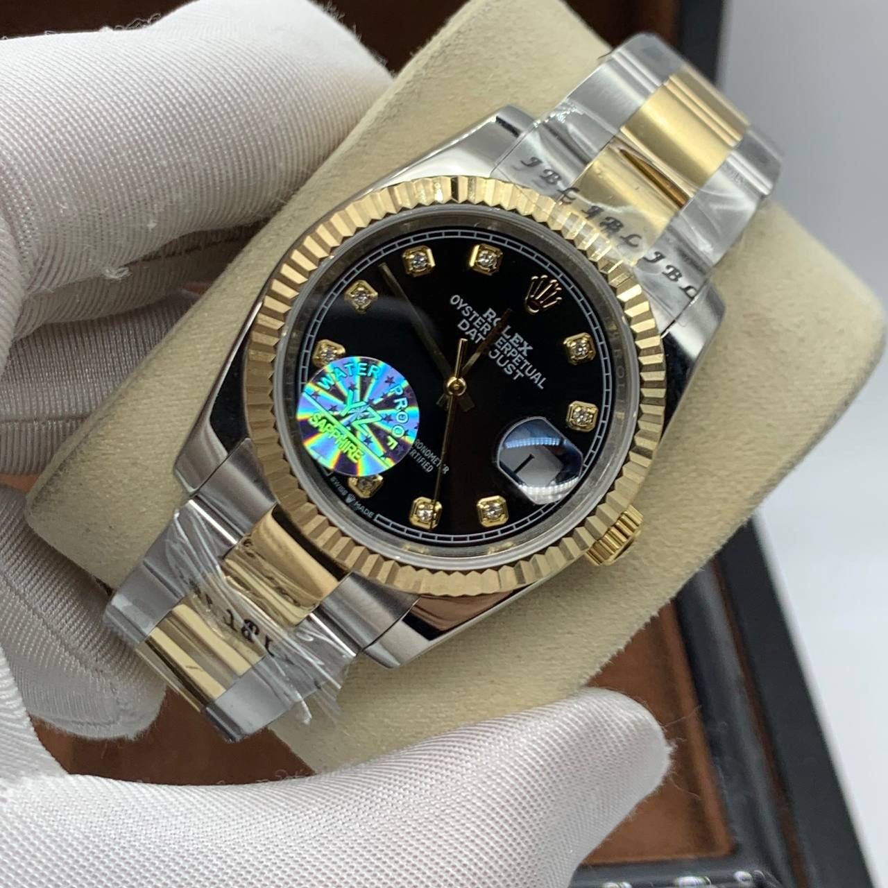 Rolex Datejust 36mm silver gold blkc auto