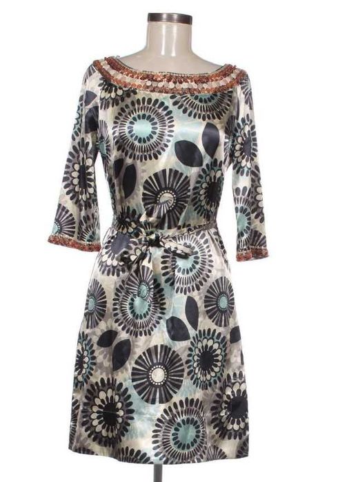 Лятна рокля Next от лъскава материя с мъниста по деколтето размер UK10