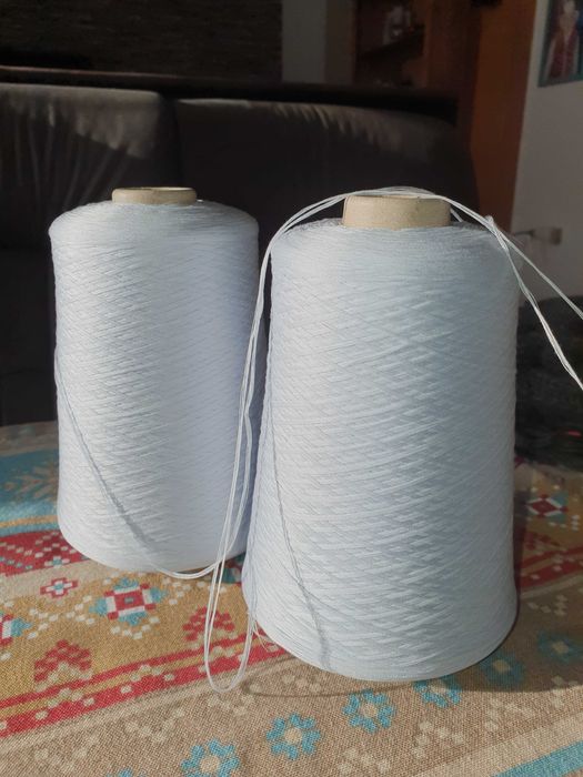 Бобинна прежда, памук и коприна ,леденосиньо