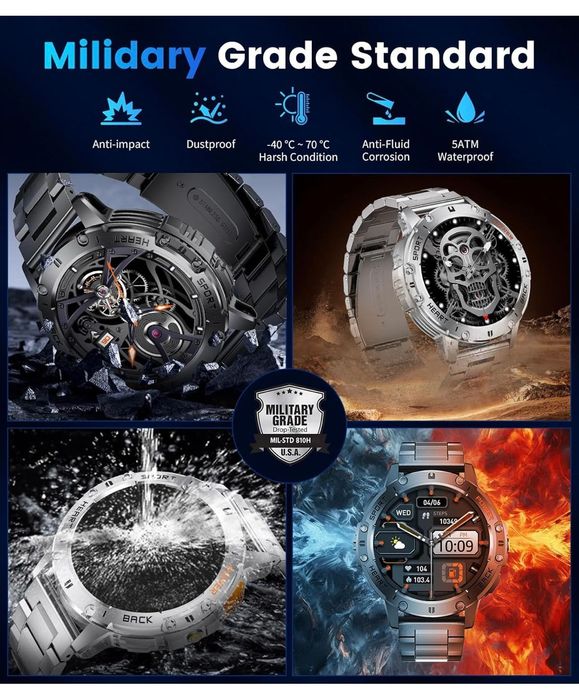 Foxbox LIGE Smartwatch Ceas barbati 1.43 inch argintiu