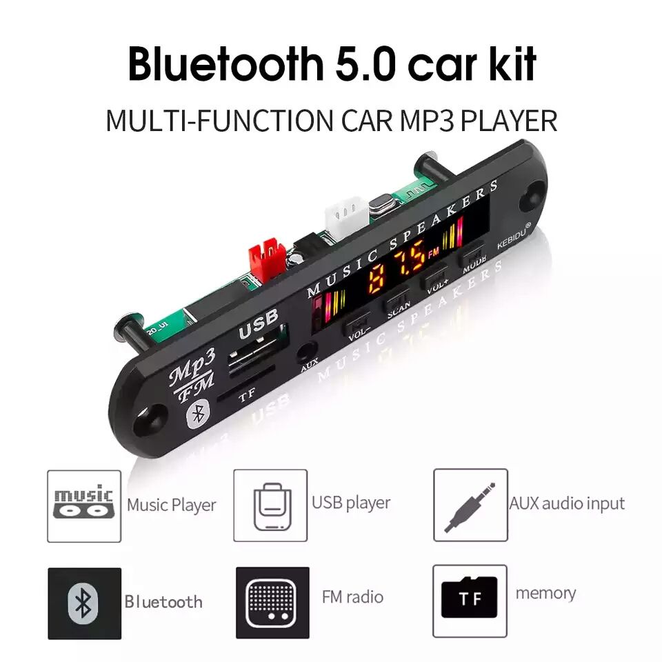 12V Авто PLAYER Kebidu модул за вграждане Bluetooth 5.0 USB /MP3/TF/FM