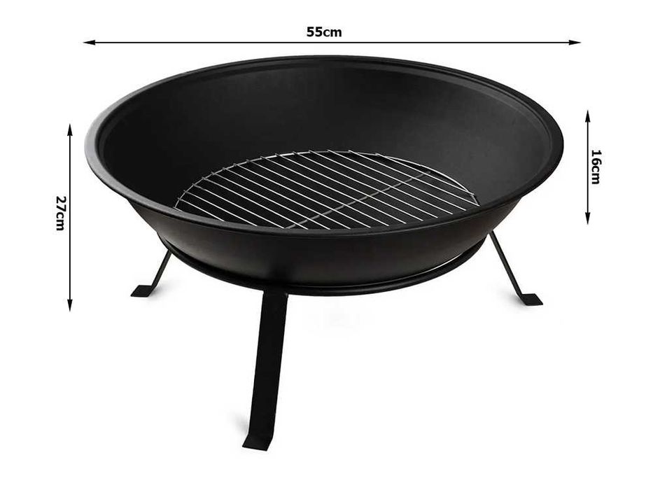 Vatra de foc cu suport si vatrai din lemn negru 55 x 27 cm