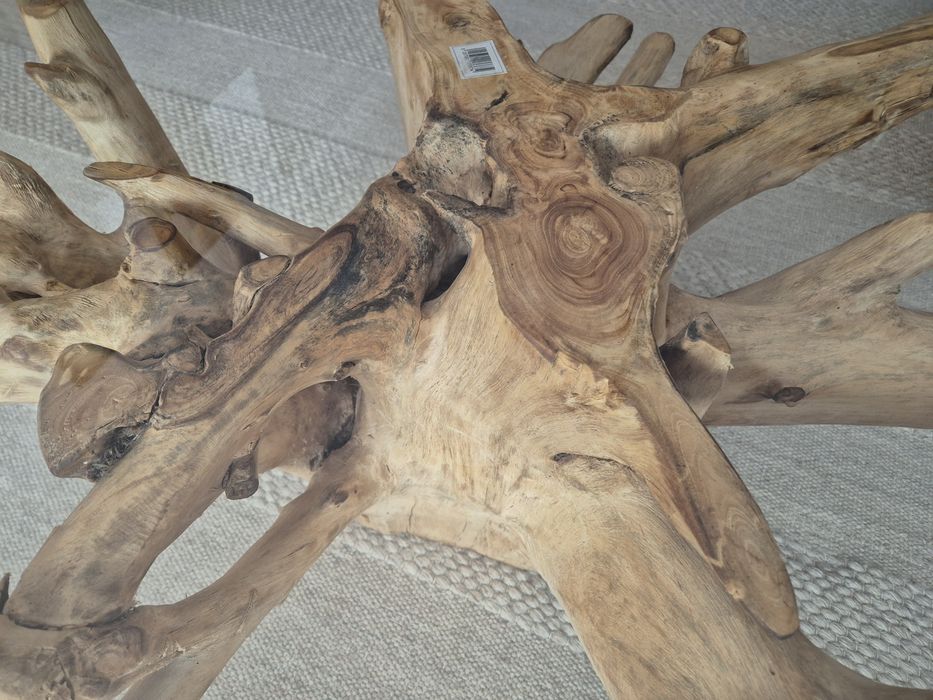 Masa cafea leaving lemn masiv buturuga cioata cu sticla securizata