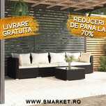 Set mobilier de gradina/terasa canapea/coltar 5 piese Negru Ratan NOU
