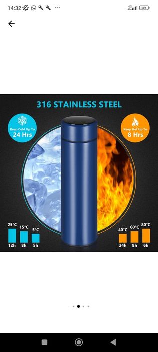 Marțișor ...Vand Termos Smart Albastru mat, cu sita infuzor si perete