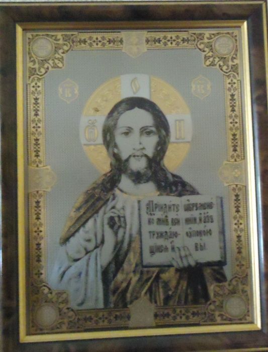 Гравюра на стали, покрытие золото, Икона