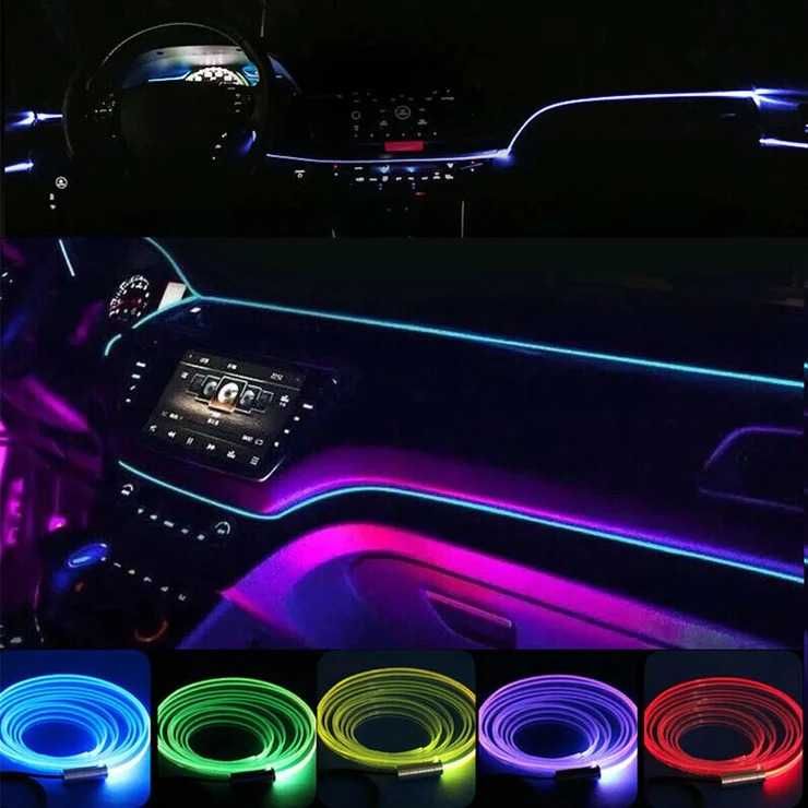 Fir neon cu LED RGB conectare mufa USB si telecomanda