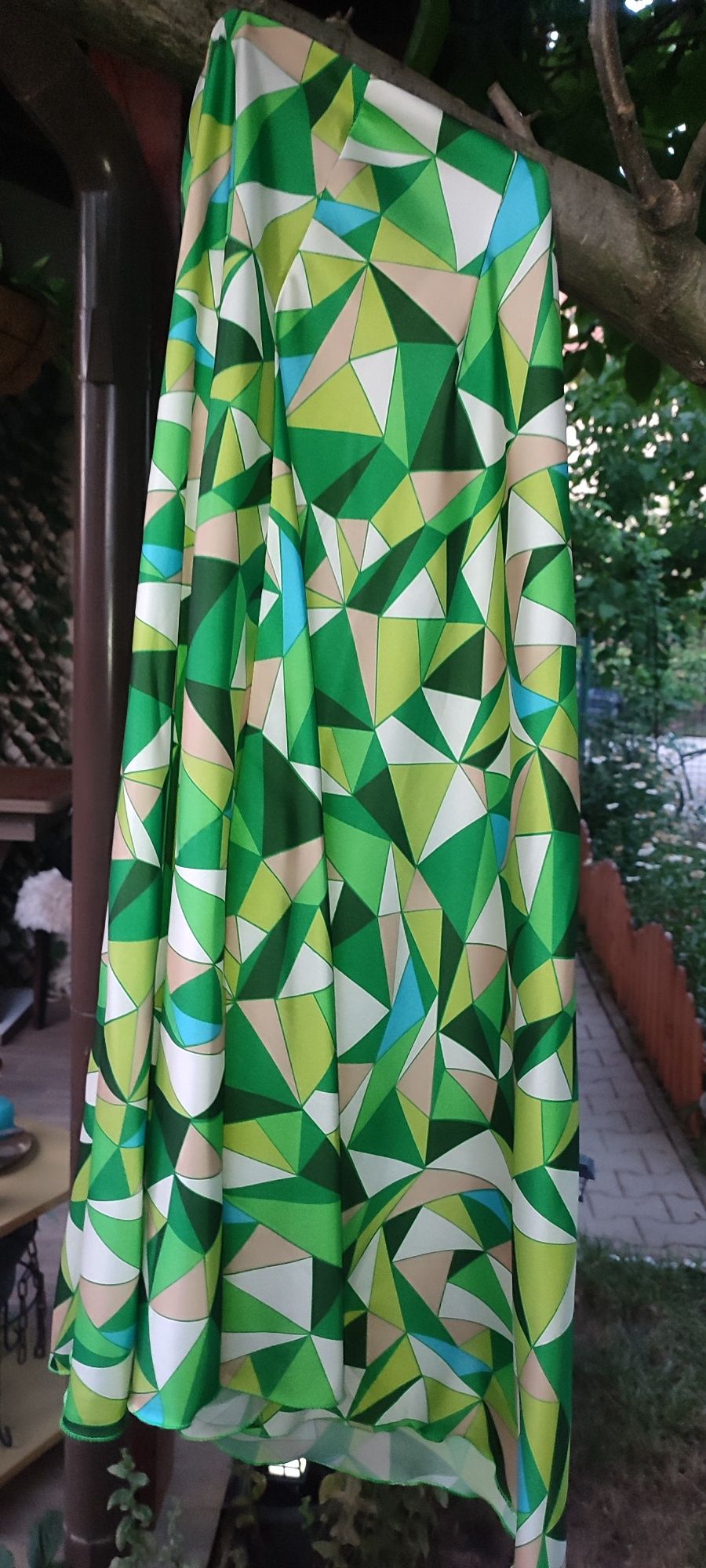 Fuste satin, maxi,  imprimate, croiala lejera