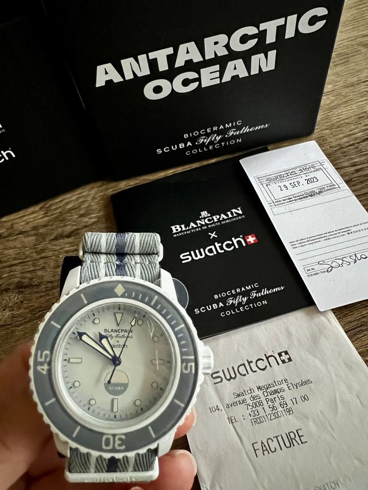 Vand ceas editie limitata Blancpain x Swatch - Antarctic Ocean