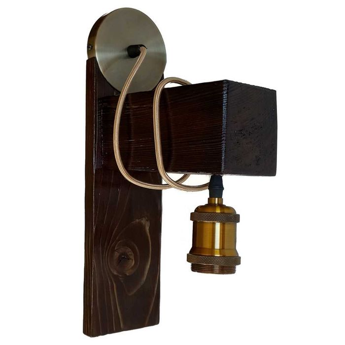 Lampa de perete din lemn ars – design rustic-industrial, handmade
