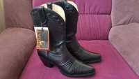 Cizme ciocate piele ARIAT Dixie Black Leather Cowboy Deer Tan marime37