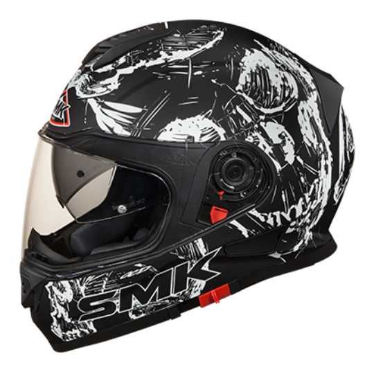 Casca moto SMK TWISTER SKULL full-face marime M negru mat /alb mat