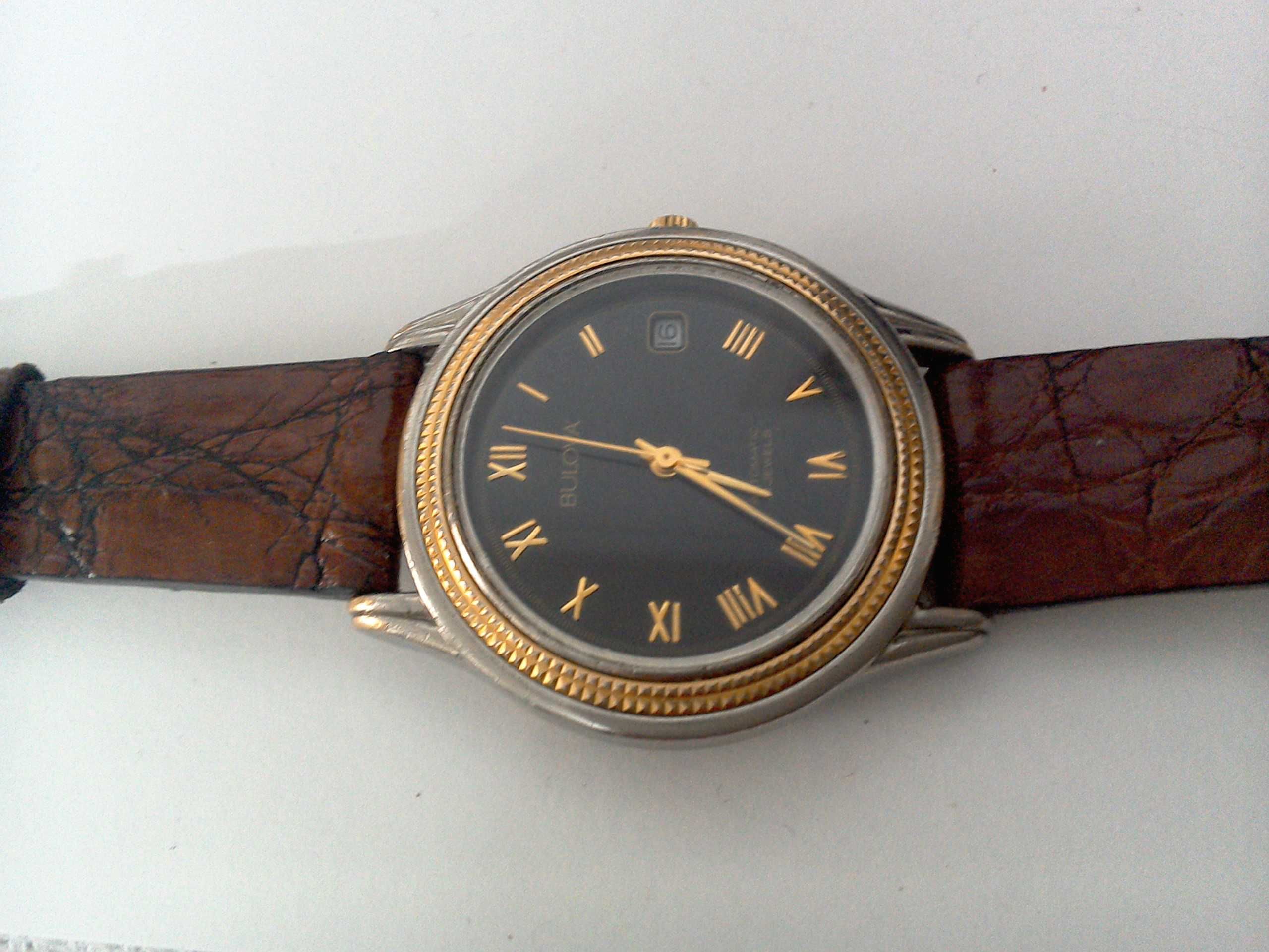 Ceas elvetian automatic BULOVA 21 rubine 37 x 43 mm fc, curea crocodil