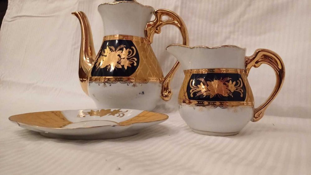 set de ceainic placat cu aur