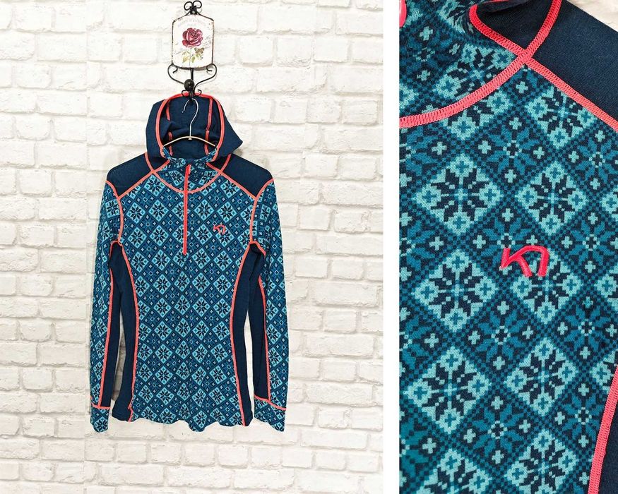 Kari Traa 100% Мериносова вълна дамска фланелка ски / бягане размер L