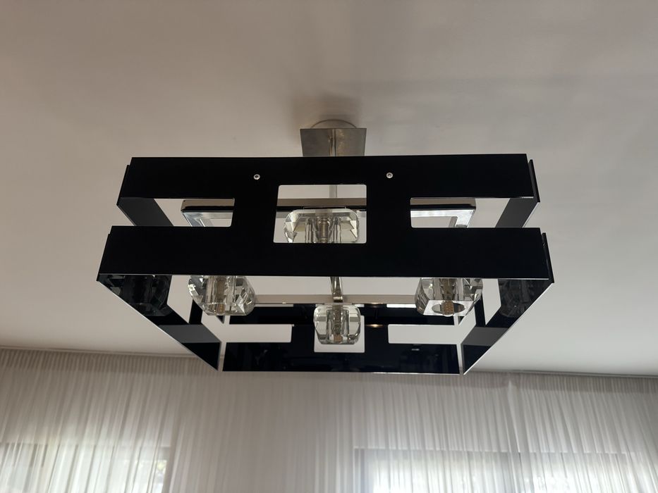 Set iluminat | Negru lucios, crom și sticlă