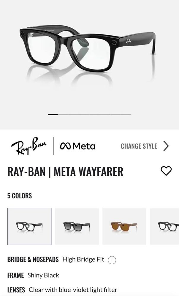 Ray Ban Meta Wayfarer Shiny black