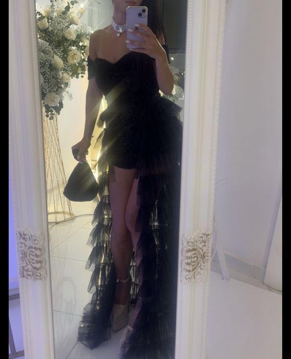 Офицялна рокля тип гащеризон /черно бижу/