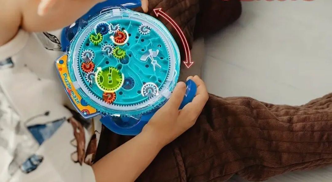 Jucărie copii puzzle disc labirint cu roți dințate