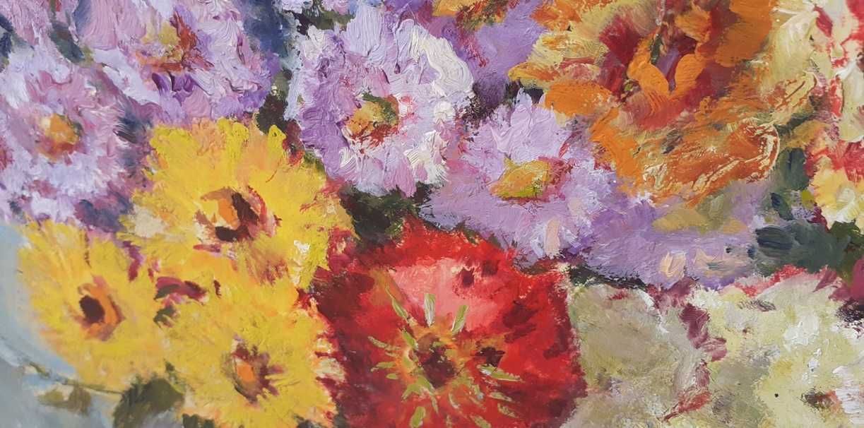 Tablou vechi - flori de camp - semnat G. Gasser