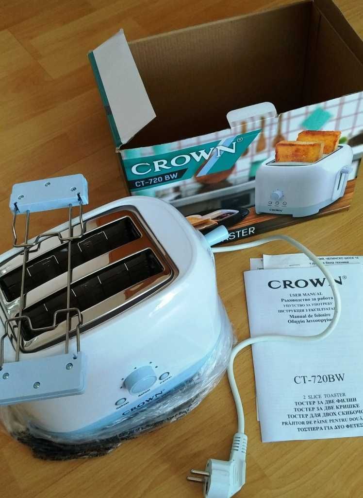 Тостер Crown CT-720BW с функция за размразяване Нов!