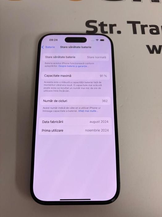 Telefon APPLE iPhone 16 Pro 5G, 256GB, Black Titanium bat.91% -T-