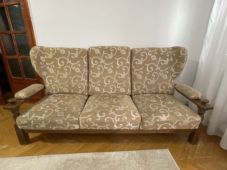 Mobilier Sufragerie Lemn Masiv – Canapea + Fotolii