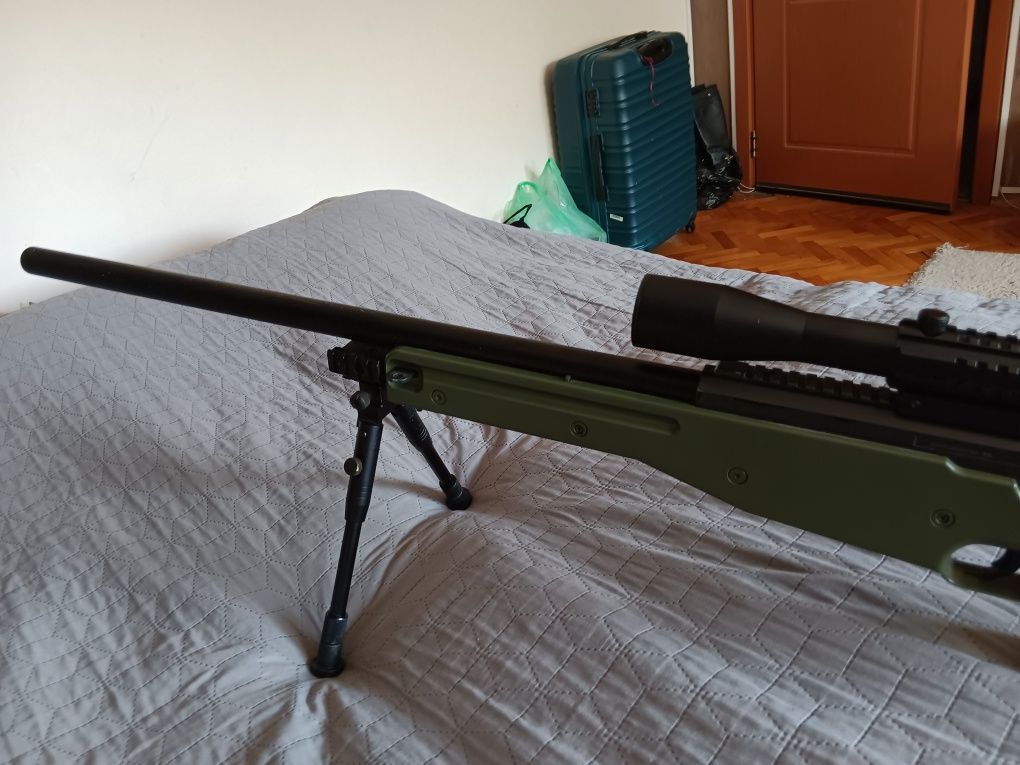 AWP Airsoft снайпер – Пълен ъпгрейд +Оптика Bushnell + бипод
