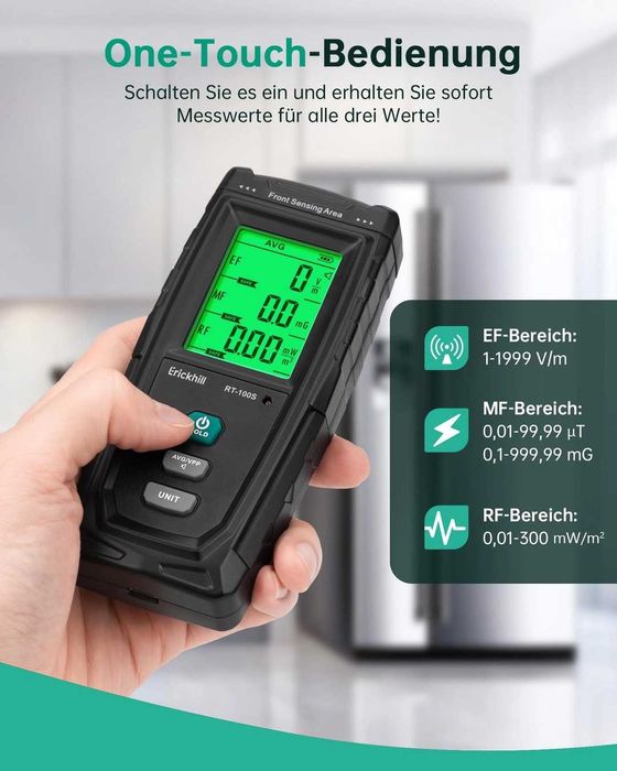 EMF Meter RT-100S, testare EF/MF/RF, câmp magnetic detector radiatii