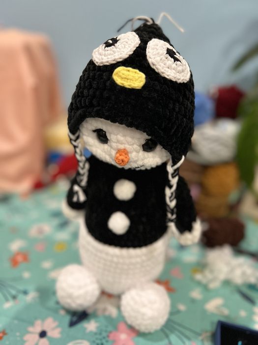 Ръчно изработен Снежко- зимна декорация