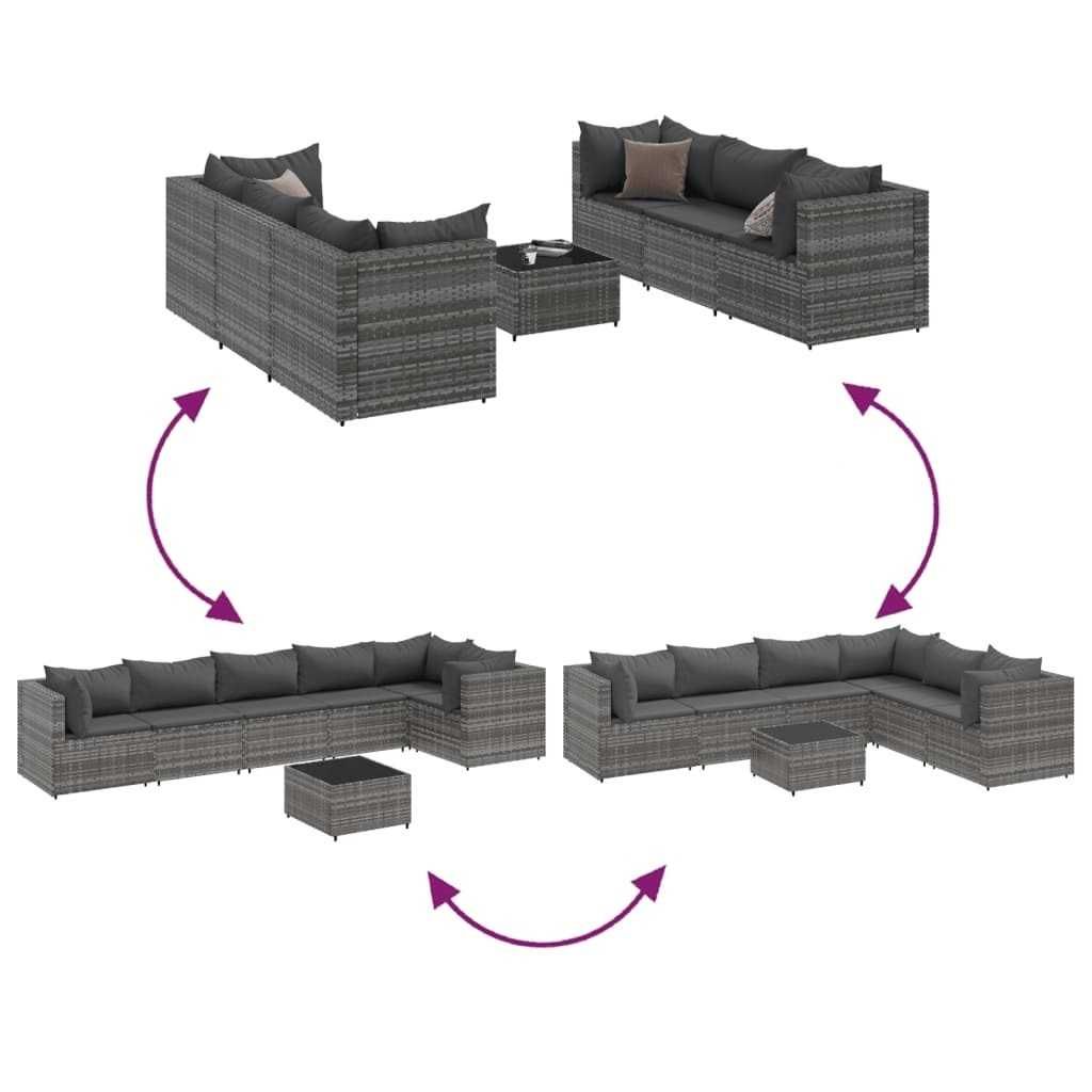 Set mobilier de gradina/terasa canapea/coltar 7 piese Gri Ratan OFERTA