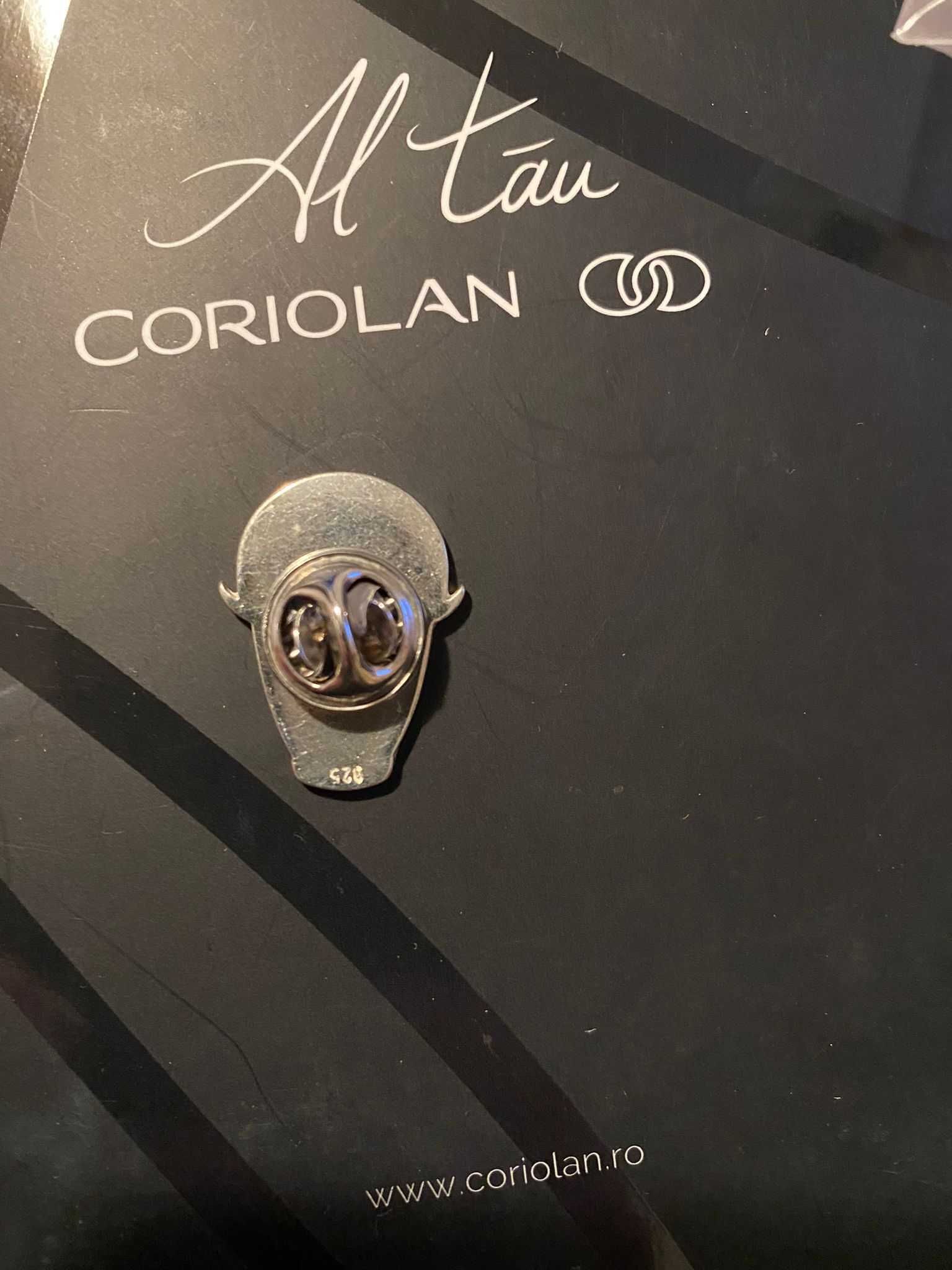 Pin sigla Rocanotherworld insigna argint Coriolan bijuterie