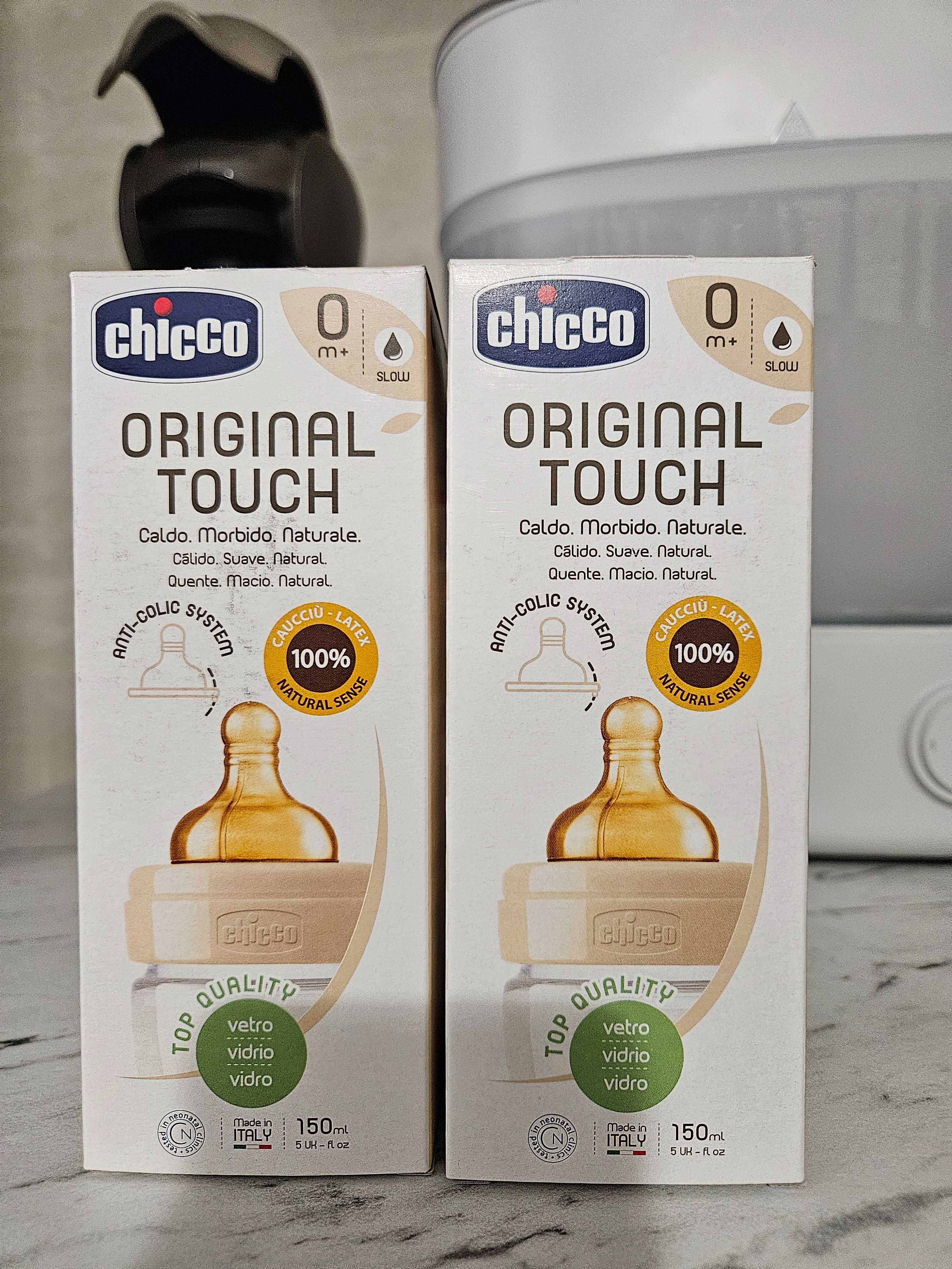 Biberon sticla Chicco Original Touch 150ml, tetina cauciuc, flux lent