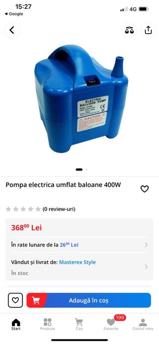 Pompa electria de umflat baloane profesionala 400 W NOUA