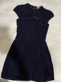Коктейльное бархатное платье, юбку , эко кожа сарафан