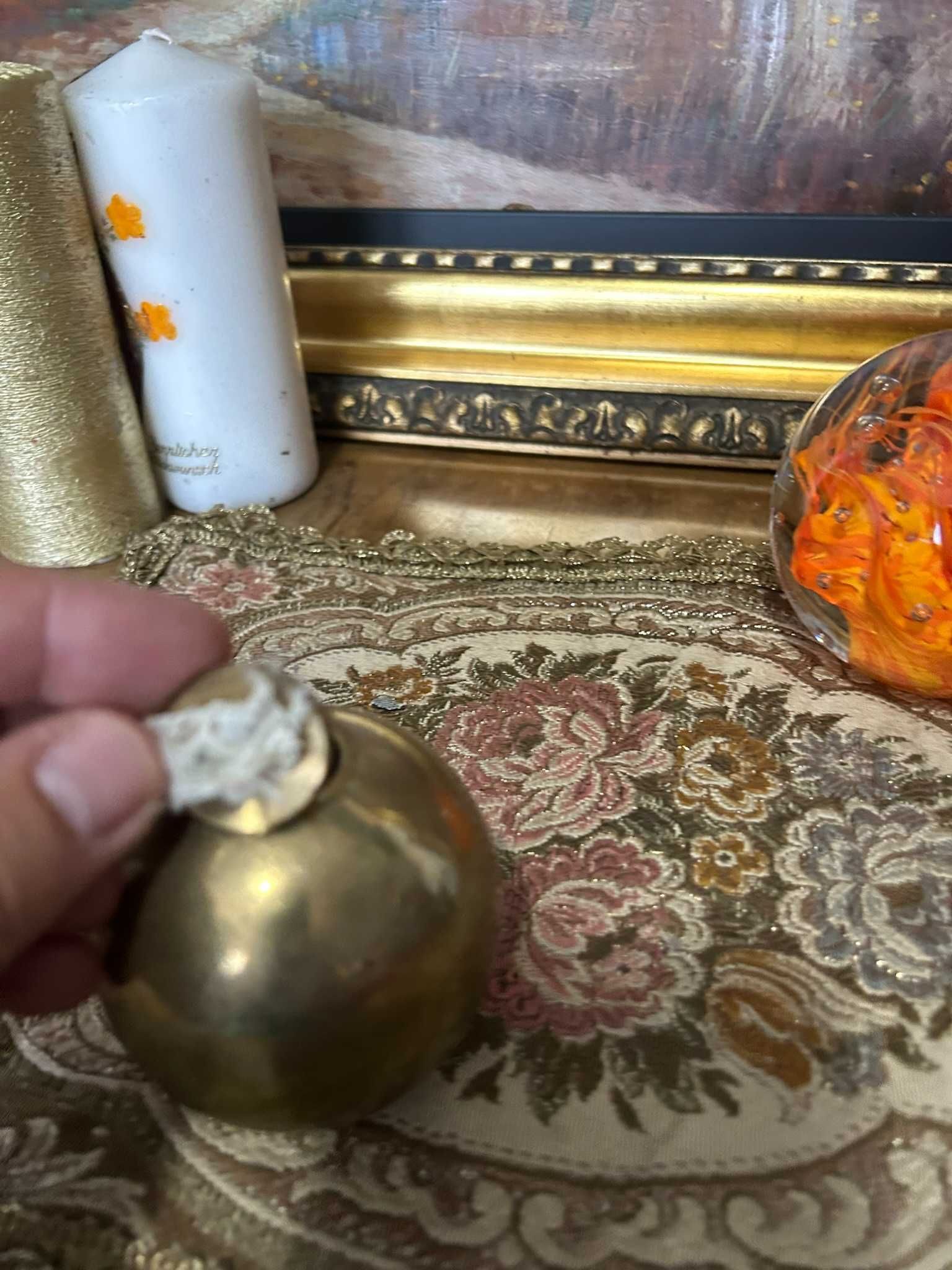 DN904 Sfera bronz masiv cu fitil pentru ulei lampant 253g 6,5d